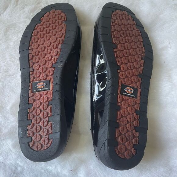 Dickies black patent synthetic  slip on shoes slip resistant rubber soles SZ9M - Picture 6 of 7